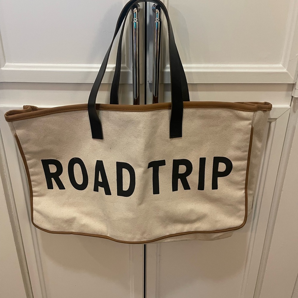 Road Trip Canvas and leather strap Tote Bag